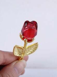 1PC Crystal Glass Rose Flower Figurines Valentine's Day Favors Lovers' Gift Souvenir Home & Wedding Decor Valentines Day Gift - Multicolor - View 9