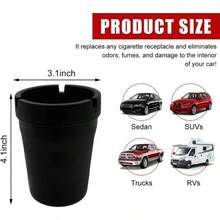 Car Ashtray, Windproof Self - Extinguishing Cup Automotive Ash Holder, Portable Smokeless Auto Ashtray Most Vehicle Cup Holders, Universal Interior Car Accessories Black - Initial - View 2