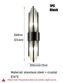 1个/2个装——现代奢华水晶壁灯——卧室、客厅和走廊的优雅照明，奢华墙面装饰（不含G9/E14灯泡）