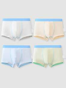 4pcs/Pack Boys' Cartoon Car Print Boxer Briefs, Children Underwear Shorts Set