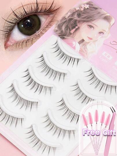5 Pairs Natural Looking 3D Mink Eyelashes, Soft & Silky False Lashes, Suitable For Daily Commute And Meetings, Comfortable & Natural Wear, Handmade Wing-Shaped Natural Eyelashes