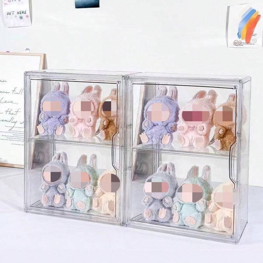 Trong suốt | Hộp acrylic trong suốt hiện đại chống bụi | Có nắp đậy, giá trưng bày, cửa sổ quan sát | Dùng để trưng bày tượng nhỏ - Nhiều màu - Xem 1
