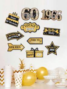 10 Stück Schwarz & Gold 60. Geburtstag Party Papier Schilder, 1966 Vintage 60. Geburtstag Party Schilder, 60. Geburtstag Party Hintergrund Dekorationen, Schwarz & Gold 60. Geburtstag Garten Schilder Dekoration, geeignet für Innen- & Außenbereich Geburtstags Party Dekoration, Schwarz & Gold Geburtstag Rasen Stäbe, 1966 60. Geburtstag Außen Garten Dekoration, 60. Geburtstag Party Dekorationen, Geburtstags Geschenk Party Favors - Black Gold 2026 Limited Edition 60. - Übersicht 6