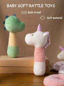 1pc Plush Stuffed Unicorn And Dinosaur Rattle Soft Baby Rattle Toys With Shaker Bell Hand Rattles Toy For Infant Sensory Developmental Hand Grip Toys Baby Travel Gifts - 彩色 - 查看 3