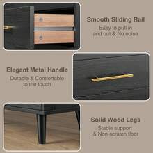 Asofer 5 Drawer Dresser, Wood Chest Of Drawers With Metal Frame,Anti-Dumping Design, Storage Cabinet For  Bedroom, Living Room - Black - View 4