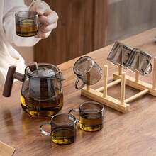 6件套玻璃小茶杯，奢华烟灰色小碗，耐热功夫茶具，品茶杯 - 透黑 - 查看 9