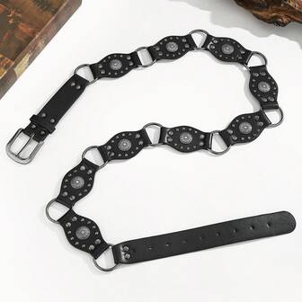 Women's Punk Style Eyelet Belt - PU Leather With Metal Buckle, Fashion Casual Belt Suitable For Jeans, Dresses, Parties, Weddings And Daily Outfits, Belt Buckle