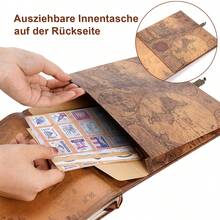 OUR ADVENTURE BOOK A Adventure Book 180 Pages Scrapbook Photo Album,Retro Style Embossed Letter Leather Cover Travel Diary Journal Scrap Book For Couples,Memory Book For Anniversary Wedding,Valentines Day Gifts - 棕色 - 查看 8