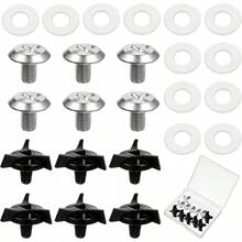 12 PCS Motorcycle Helmet Visor Screws, Helmet Visor Screws With 12PCS Rubber Washers Helmets Visors Set Helmets Fixing Screw Motorcycle Helmet - Accessories Motocross, Black - initial - View 2