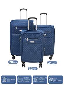 Fabric Luggage, Trolleys, Carry-On Luggage, Checked Luggage, Storage. Say Goodbye To Luggage Scratches | Multifunctional Three-Piece Luggage Set | Super Scratch-Resistant, Ultra-Durable, With Universal Wheels For Easy Mobility | Quickly Converts To A Suitcase | Perfect For All Trips - Combining Strength And Practicality - Blue - View 6