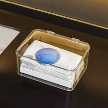 1pc Medicine Organizer Storage Box, Transparent Desktop Storage Case, Dustproof Storage Container With Flip-Top. Household Mini Medicine Organizer. Multi-Functional Storage For Cosmetics, Facial Mask, Stationery, Sundries