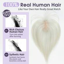 5x9cm Human Hair Topper Hair Piece Top Base Middle Part With Bangs 9 Colors Available For Women Hair Loss Or Bangs HairStyle, Easy To Install, Lightweight, Suitable For Daily Use, Dates, Parties, And Various Holidays. Highlight Your Beauty - SA02 - 查看 3