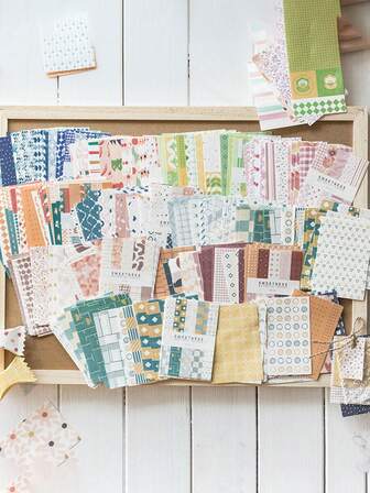 50pcs/Pack Sweet Supply Series Decorative Papers, Creative Minimalist Scrapbooking Supplies, 10 Assorted Designs DIY Decoration Papers