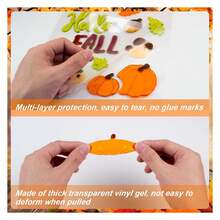 Fall Window Clings 6 Sheets, Gel Stickers For Glass, Thanksgiving Decorations, Autumn Leaves Pumpkin Designs - Multicolor 299 - View 3