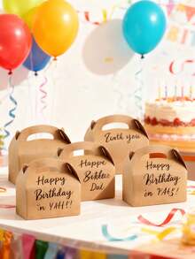 10个/1个棕色牛皮纸尖顶盒 - 适用于儿童生日派对、婚礼、婴儿派对，尺寸为6.2 x 3.5 x 3.5英寸，婚礼和生日用品，家居和派对装饰