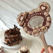 El Espejo de Mano Sweetie Bear, Espejo de Mano Vintage Portátil, Espejo de Princesa Elegante y Bonito con Mango Largo, Regalo para Niñas (Rosa Crema) - Osito Dulce - Marrón Caramelo - Ver 5