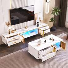 Modern TV Stand With Black And Wood Design – Spacious Storage Space, Robust Construction - White - View 9