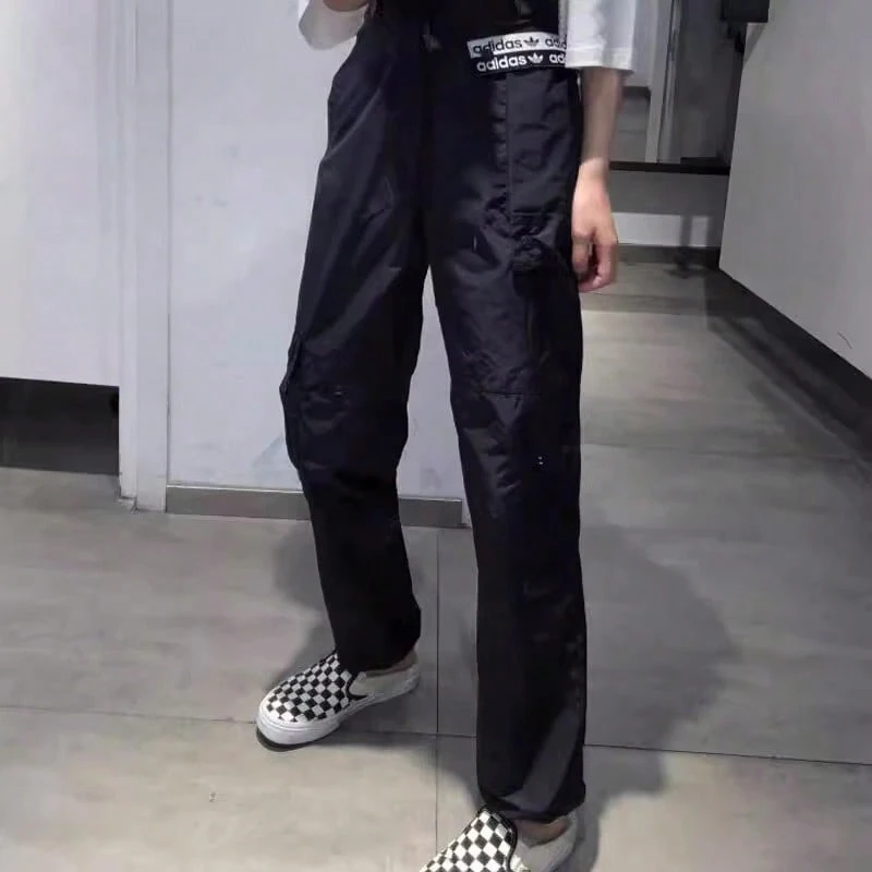 Adidas Clover Women's Spring And Autumn Sporty Casual Versatile Tapered Cargo Woven Pants - Black - View 1