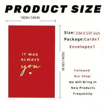 1PC Red Cartoon Themed Greeting Card With Envelope It Was Always You Golden Lettering Ideal For Valentines Day Birthdays Anniversaries Perfect For Wife Husband Girlfriend Boyfriend Includes Matching Envelope Elegant Gift Packaging Wedding Party Birthday Party Christmas Card Birthday Card Invitation Card Gift Card Greeting Card Thank You Card Wedding Card For Friends Family With Envelope - 1 cái - Xem 4