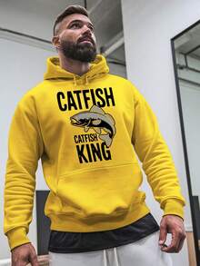 Sudadera Casual para Hombre Catfish King - Cómoda Sudadera de Invierno con Estampado de Moda, Manga Larga, Ajuste Regular, Perfecta para Otoño e Invierno, Ropa Catfish - Negro - Ver 6