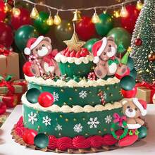 ROARING GOOD TIME Decorazione per torta a forma di orso di Natale, decorazione per torta a forma di orso di Natale, decorazione natalizia, decorazione natalizia per Natale - Multicolore - Visualizzare 3