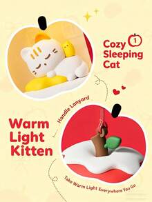 Night Light In The Shape Of A Cat House With A Fruit Motif, Portable Ambient Light In Christmas Style - Red - View 2