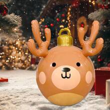 1pc Outdoor Christmas Decoration Ball, Suitable For Yard And Pool Decor, Creates Holiday Atmosphere For Parties, Inflatable Reindeer Horn Christmas Balloon