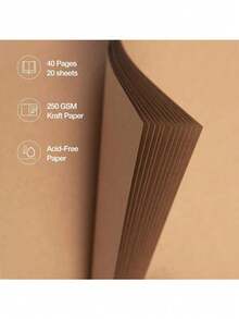 7x7 Inch/8x8 Inch/10x10 Inch DIY Scrapbook Album, 40 Pages/20 Sheets, Hard Cover Kraft Paper, Scrapbook Album, Wedding And Anniversary Family Memories - Khaki - View 4