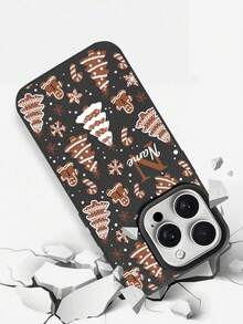 1pc Customizable Text & Letter Design Christmas Gingerbread Man Pattern Black Phone Case, Compatible With IPhone 17 Pro Max/17 Air/16E/16 Pro Max/15/14 Plus/13/12/11, S24/20 Ultra/A52S/A31 A21S/A13/A05S, Compatible With Redmi Note 13 Pro Plus/Note 10/Note 12C/Note 13C, Made Of TPU Material, Fashionable, Anti-Drop, Full Of Holiday Atmosphere, Best Gift For Family And Friends,International Version, Not The Domestic Version - Black - View 7