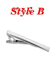 1/4pcs Men's Tie Clip Set, Father's Day Gift, 2.3 Inch Silver Tie Bar Clips, Metal Clasp, Business Professional Fashion Design - Silver - View 7