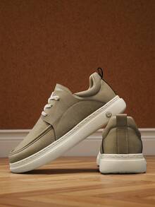 四季新款男士舒适软底运动鞋，休闲皮鞋，商务鞋，百搭时尚运动鞋，旅行鞋，一脚蹬乐福鞋，系带金属鞋眼 - 棕色 - 查看 16