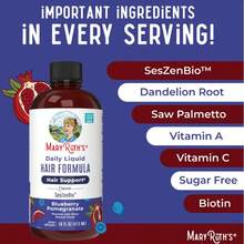 Daily Liquid Hair Formula | Hair & Scalp Nutrition Supplement | With SesZenBio™, Biotin & Vitamin C | Blueberry Pomegranate Flavor | 16 Fl Oz - 1 Bottle - 查看 2