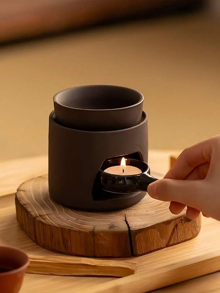 1pc Handmade Soft Clay Multi-Function Aroma Diffuser, Suitable For Incense Powder, Coffee Grounds, Essential Oils, Indoor Fragrance Candle Lamp - Coffee Brown - View 1