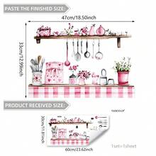 Multiple Pink Kitchen Utensils, Kitchen Wall Stickers, Dining Room Kitchen Home Decor Wall Stickers, Self-Adhesive - Multicolor - View 9