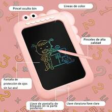Tablero Electrónico, Pizarron Magico 12 Pulgadas, Tableta de Escritura LCD Borrable de Dibujo y Escritura con Pantalla de Bloqueo, Reutilizable, Juguetes para niños y niñas a partir de 4 años, Rosa - Verdor - Ver 4