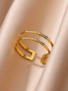 1pc Classic Fashion Hollow Geometric Ball Beaded Open Rings For Women Men Stainless Steel Jewelry - 1 - View 9