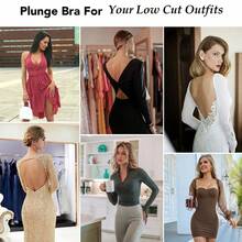 U Plunge Low Back Bras For Women Push Up Deep V Neck Backless Bra Low Cut Multiway Convertible Bra Wire Lifting Bralette - màu đen - Xem 7