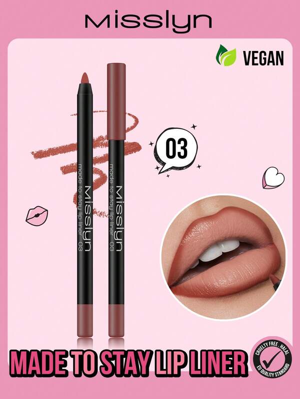 Misslyn Made To Stay Lip Liner, Longwear Rich Lip Colors, Sharpenable Gel Lip Pencil,Smooth Application, Natural Finish, Can Be Shaped With A Pencil Sharpener, Highly Pigmented Natural Lip Makeup