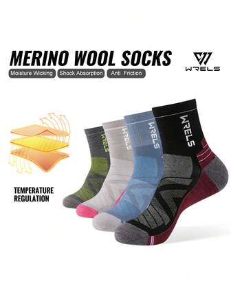  WRELS 1 Çift Merino Yünlü Yürüyüş Çorapları, Sıcak Kış Açık Hava Spor Çorapları, Sıkıştırma Dolgulu ve Kalınlaştırılmış Bilek Çorapları, Nefes Alabilir ve Rahat, Kaymaz Tasarım, Profesyonel Kış Spor Çorapları, Nem Emici ve İş, Koşu, Fitness, Yoga, Yürüyüş, Bisiklet ve Sporlar İçin Mükemmel, Unisex.