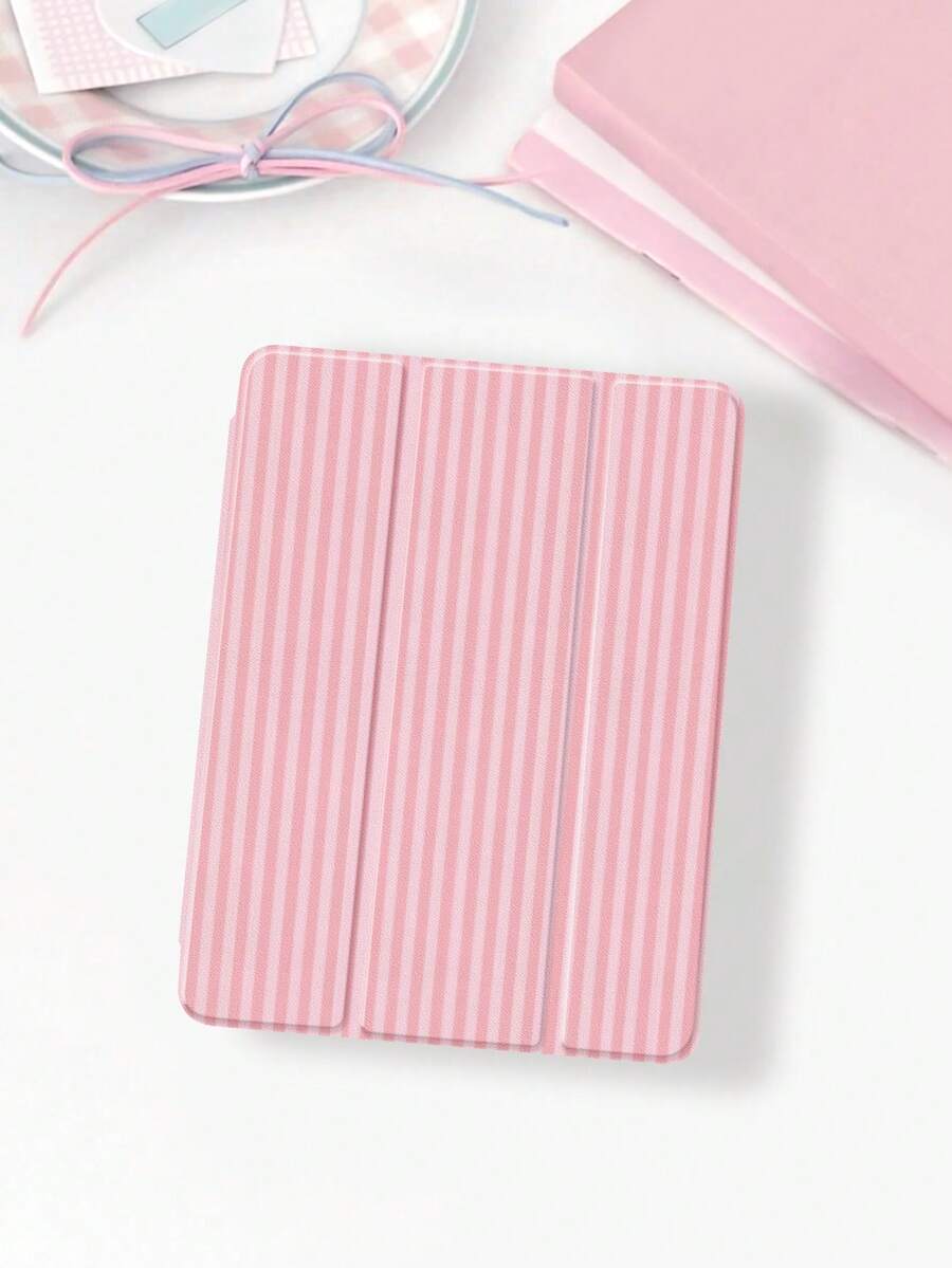 1 Ốp lưng bảo vệ phẳng thiết kế sọc hồng thời trang, tương thích với iPad 10.2" iPad (A16) 11" thế hệ thứ 11 năm 2025 iPad thế hệ thứ 9/10, iPad Air 4 10.9", Galaxy Tab S6 Lite 10.4", /, Chống rơi, Khe cắm bút, Hỗ trợ chế độ ngủ/thức, Quà tặng lãng mạn, Không bao gồm bút cảm ứng điện dung - Hồng - Xem 1