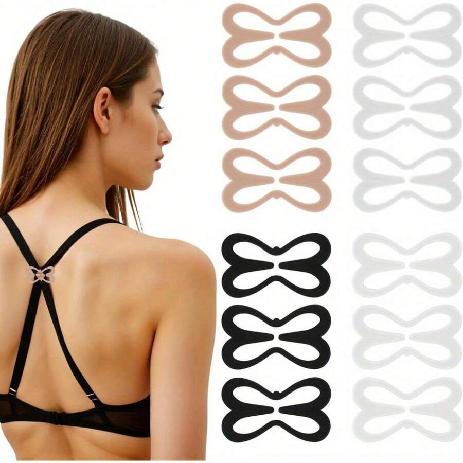 1/6/12pcs Invisible Bra Strap Clips, Adjustable Non-Slip Shoulder Strap Fasteners, Bra Accessories - Multicolor - View 1