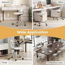 Clear Desk Chair With Swivel Seat & Soft PU Leather Cushion Universal Wheels - default - View 10