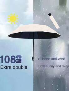 Large 12 Ribs Black Windproof Waterproof Folding Umbrella For Business Men's & Women's Travel, Reinforcement Umbrella For Both Rainy And Sunny Day For Windproof Travel Umbrella, Aluminum Shaft, Auto-Black, Lightweight, Strong UV Protection, Foldable, Compact, Portable, Auto Open, Rainproof, Sunshade