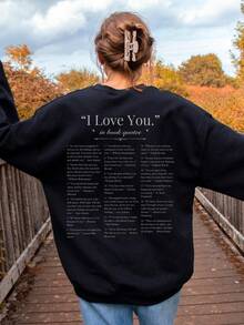 I Love You In Book Quotes Sweatshirt Romance Book Fandom Sweater Romantasy Bookish Merch Booklover Quote Crewneck Love Reading Gift For Her - màu đen - Xem 1