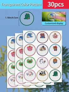 Customized 30/60/120/240/360/480pcs Transparent Waterproof Name Labels - White/Clear/Holographic/Rainbow Customized Stickers, Various Sizes Of Labels, Customizable Text,Office Decor