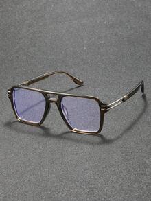 1副男士个性化韩版飞行员框透明眼镜，适合日常生活、户外旅行、街头摄影、驾驶、钓鱼、办公、阅读等场合佩戴。