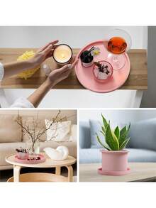 Round Silicone Bathroom Vanity Storage Display Tray, Suitable For Dressing Table Bathroom, Can Store Perfume Lotion Candle Cosmetics Jewelry, Sink Soap Rack Storage Rack, Countertop Coffee Table Decorative Storage , Makeup Room Decor - Multicolor - View 8