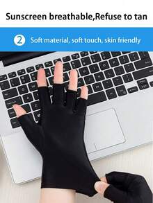 Outdoor Cycling Gloves, Unisex Ice Silk High Elasticity Half Finger Gloves, Ladies Thin Summer UV Protection Gloves - Multicolor - View 7