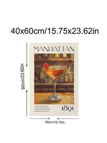 1 pieza Impresión artística de receta de cóctel Manhattan vintage para carrito de bar, impresión de receta de cóctel Old Fashioned, arte de pared de carrito de bar vintage, decoración de dormitorio, decoración de sala de estar, decoración de cocina, decoración de dormitorio, regalo ideal para amigos, arte de pared, decoración de pared, decoración del hogar, decoración de habitación, arte de pared en lienzo, carteles, arte de pared con marco, marco opcional - Multicolor - Ver 15