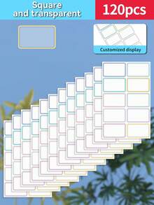 Customized 30/60/120/240/360/480pcs Transparent Waterproof Name Labels - White/Clear/Holographic/Rainbow Customized Stickers, Various Sizes Of Labels, Customizable Text,Office Decor